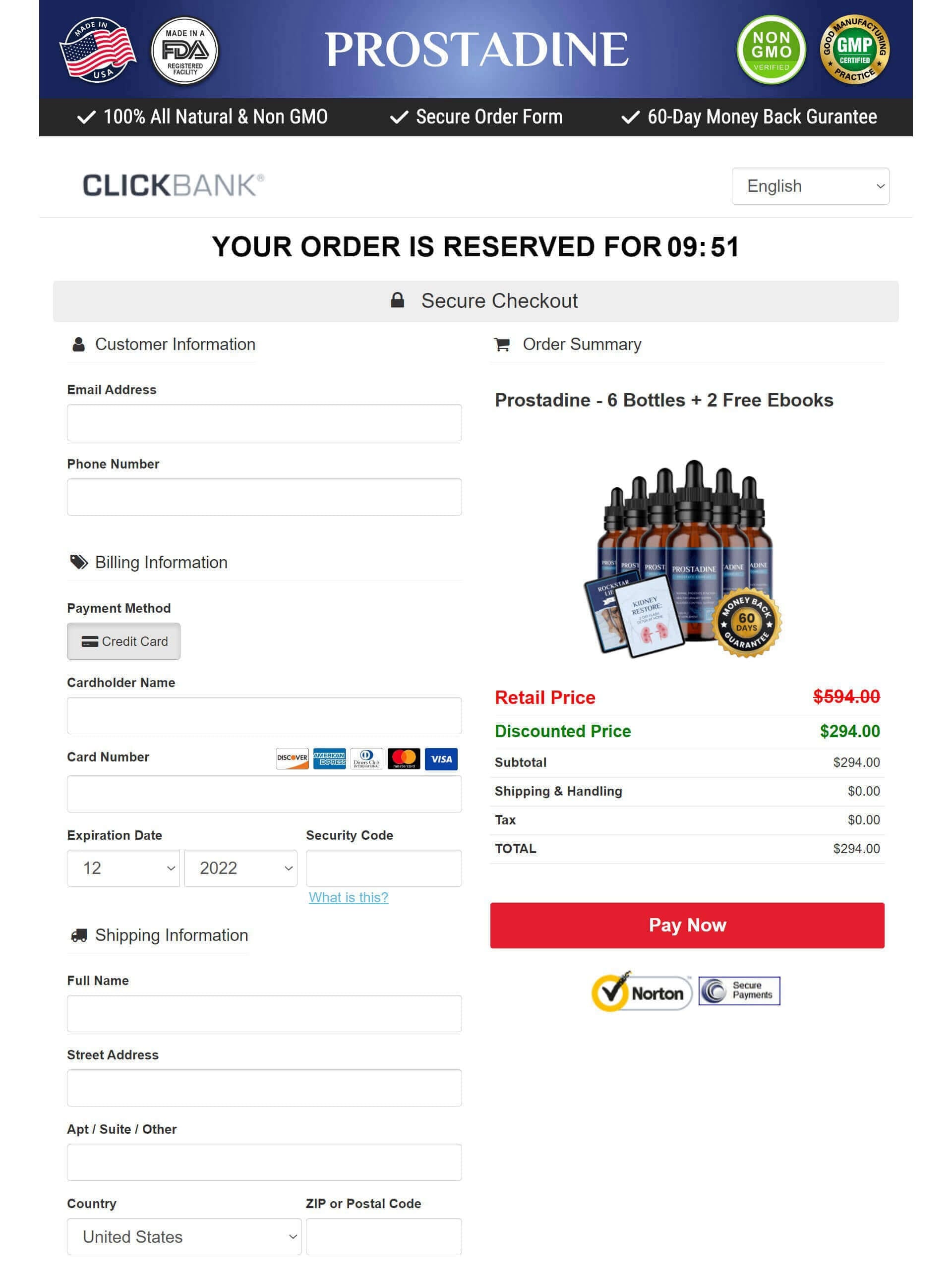 Prostadine Bottle pricing